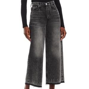 NWT Rag & Bone Maya High Rise Shorty Wide Leg Jeans in Black Opal Size 34